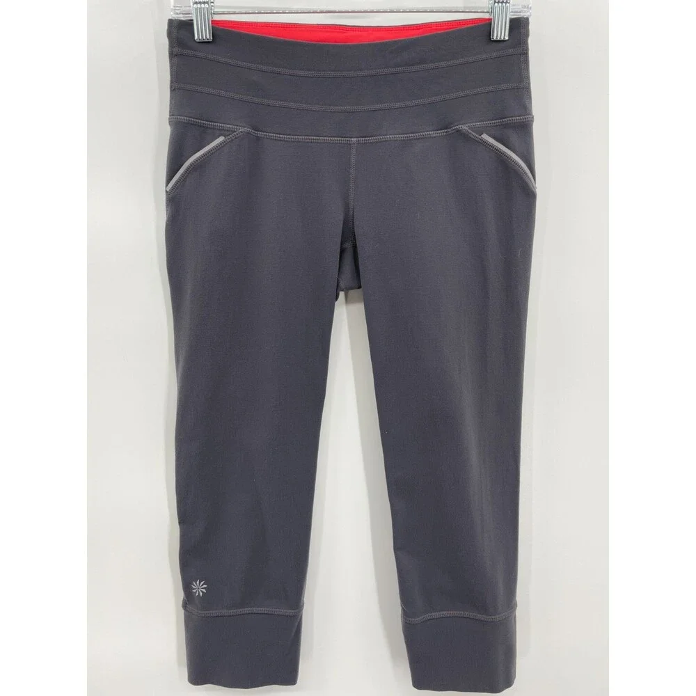ATHLETA Gray Pull On Capri Mesh Leggings Size S